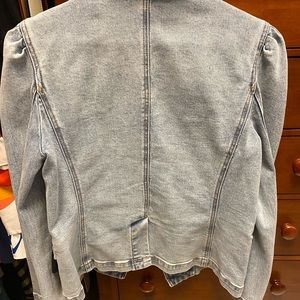 Generation Love military pleated shoulder denim jacket, size L fits like an M